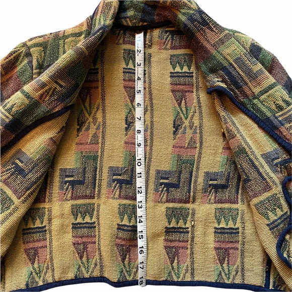 VINTAGE Boho Aztec Cotton Pocket Blazer Jacket S/M - Picture 6 of 10